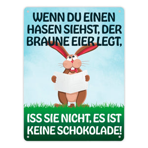 Wenn du einen Hasen siehst der braune Eier legt… Metallschild