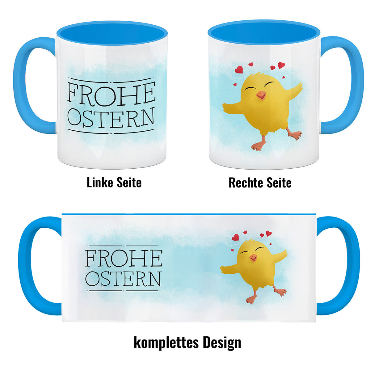 Frohe Ostern Kaffeebecher mit lustigem Küken