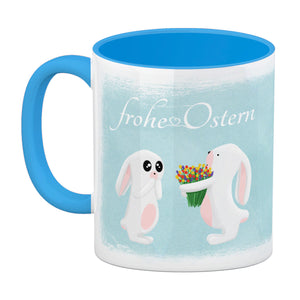 Frohe Ostern Kaffeebecher mit süßen Häschen