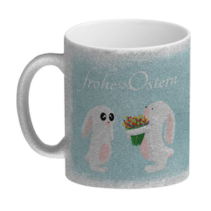 Frohe Ostern Kaffeebecher mit süßen Häschen