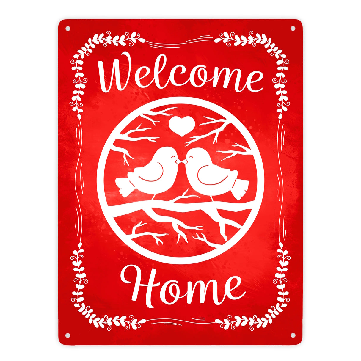 Welcome Home mit niedlichen Vögeln Metallschild