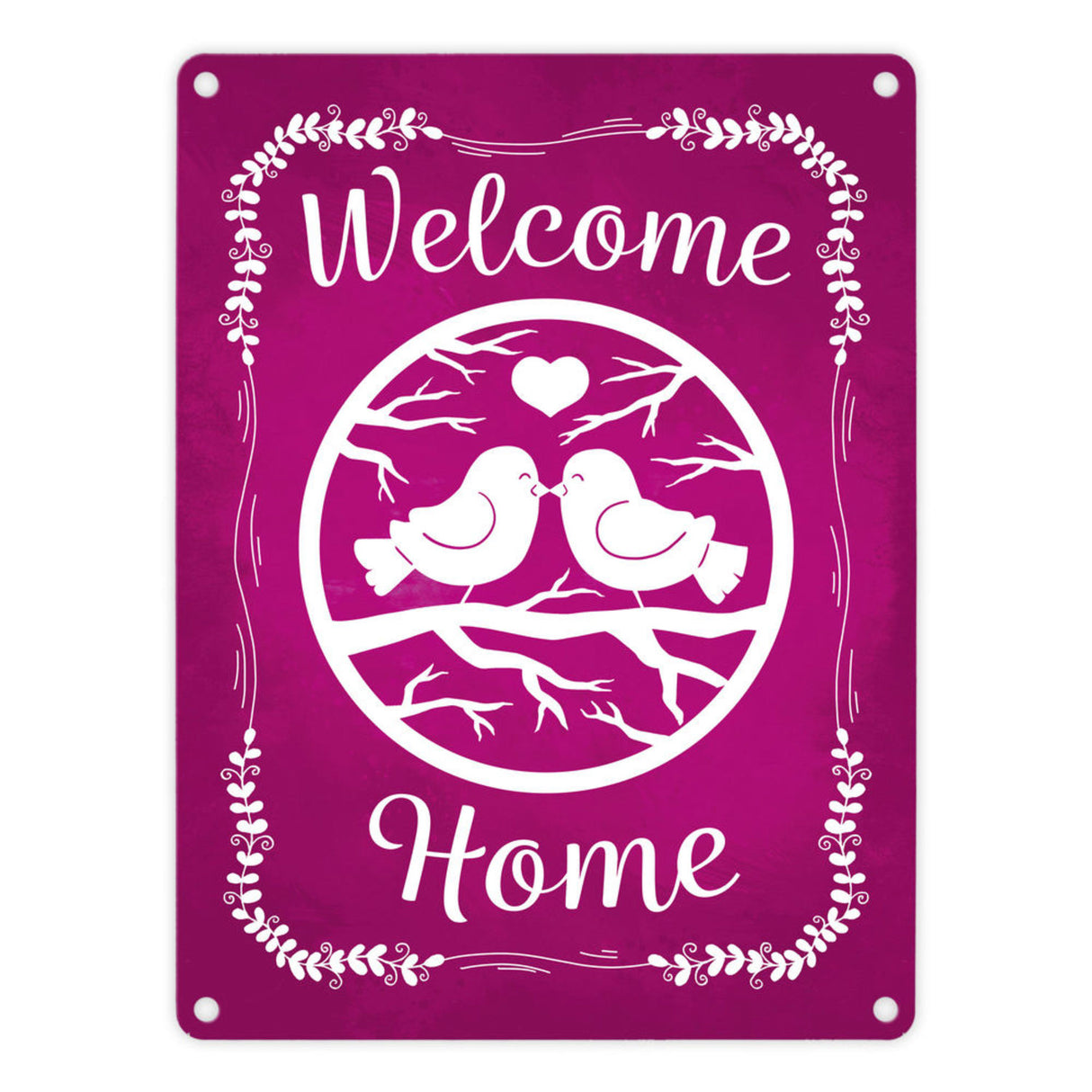 Welcome Home mit niedlichen Vögeln Metallschild
