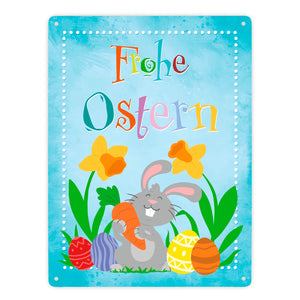 Frohe Ostern mit niedlichem Osterhasen Metallschild