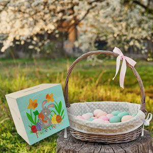 Frohe Ostern Spardose mit niedlichem Osterhasen und Ostereiern