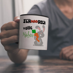 Ich mag dich volle Möhre Kaffeebecher mit süßem Hasen