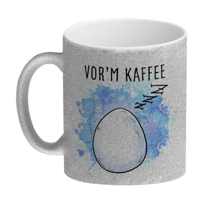 Vor'm Kaffee - nach'm Kaffee Kaffeebecher mit süßem Küken im Ei