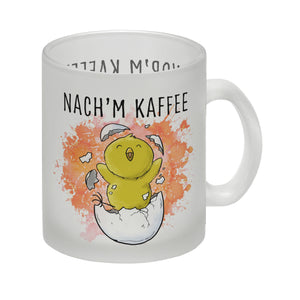 Vor'm Kaffee - nach'm Kaffee Kaffeebecher mit süßem Küken im Ei