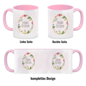 Frohe Ostern Kaffeebecher mit Blumen und Osterei