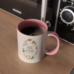 Frohe Ostern Kaffeebecher mit Blumen und Osterei