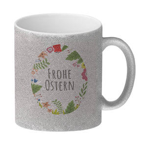 Frohe Ostern Kaffeebecher mit Blumen und Osterei