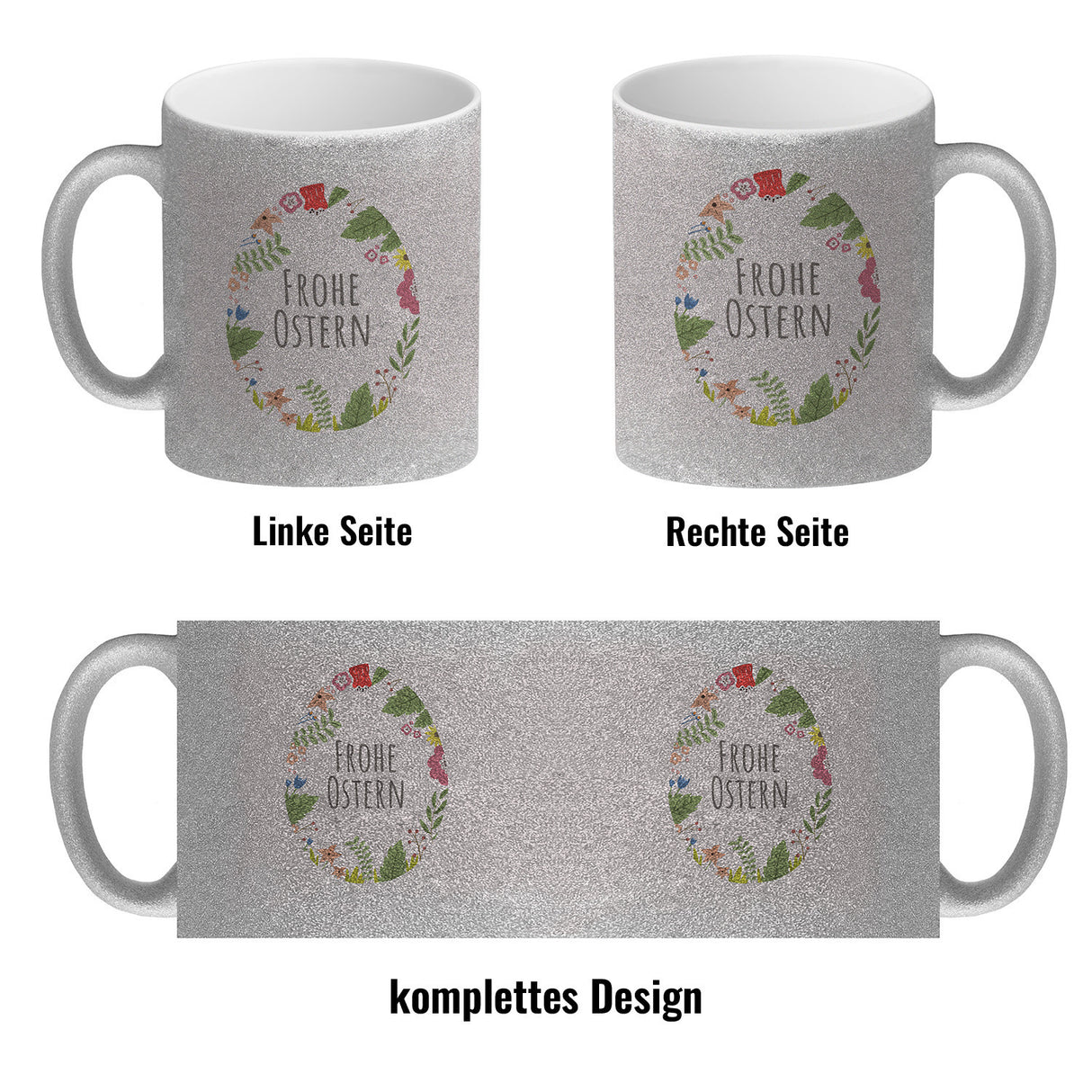 Frohe Ostern Kaffeebecher mit Blumen und Osterei