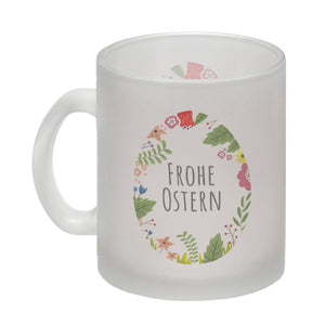 Frohe Ostern Kaffeebecher mit Blumen und Osterei