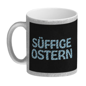 Süffige Ostern Kaffeetasse mit bayerischem Osterhasen in Lederhosen