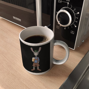 Süffige Ostern Kaffeetasse mit bayerischem Osterhasen in Lederhosen