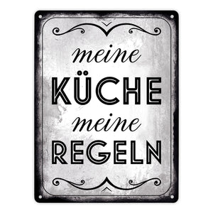 Meine Küche meine Regeln Retro Metallschild