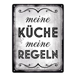 Meine Küche meine Regeln Retro Metallschild