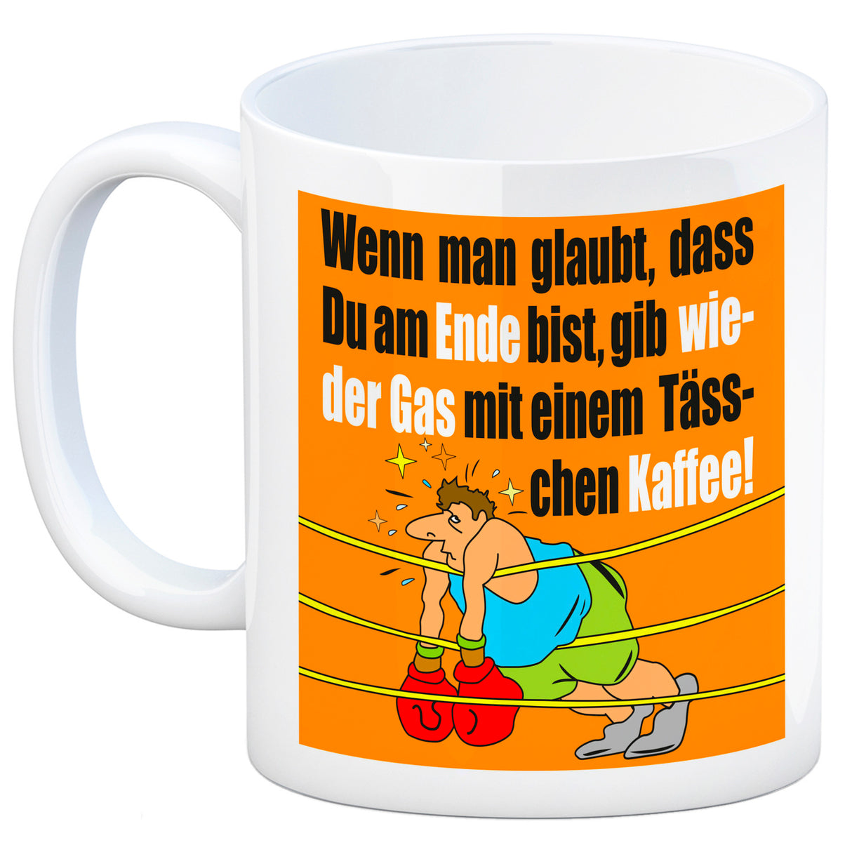 Motivation Kaffeebecher mit Boxer Motiv