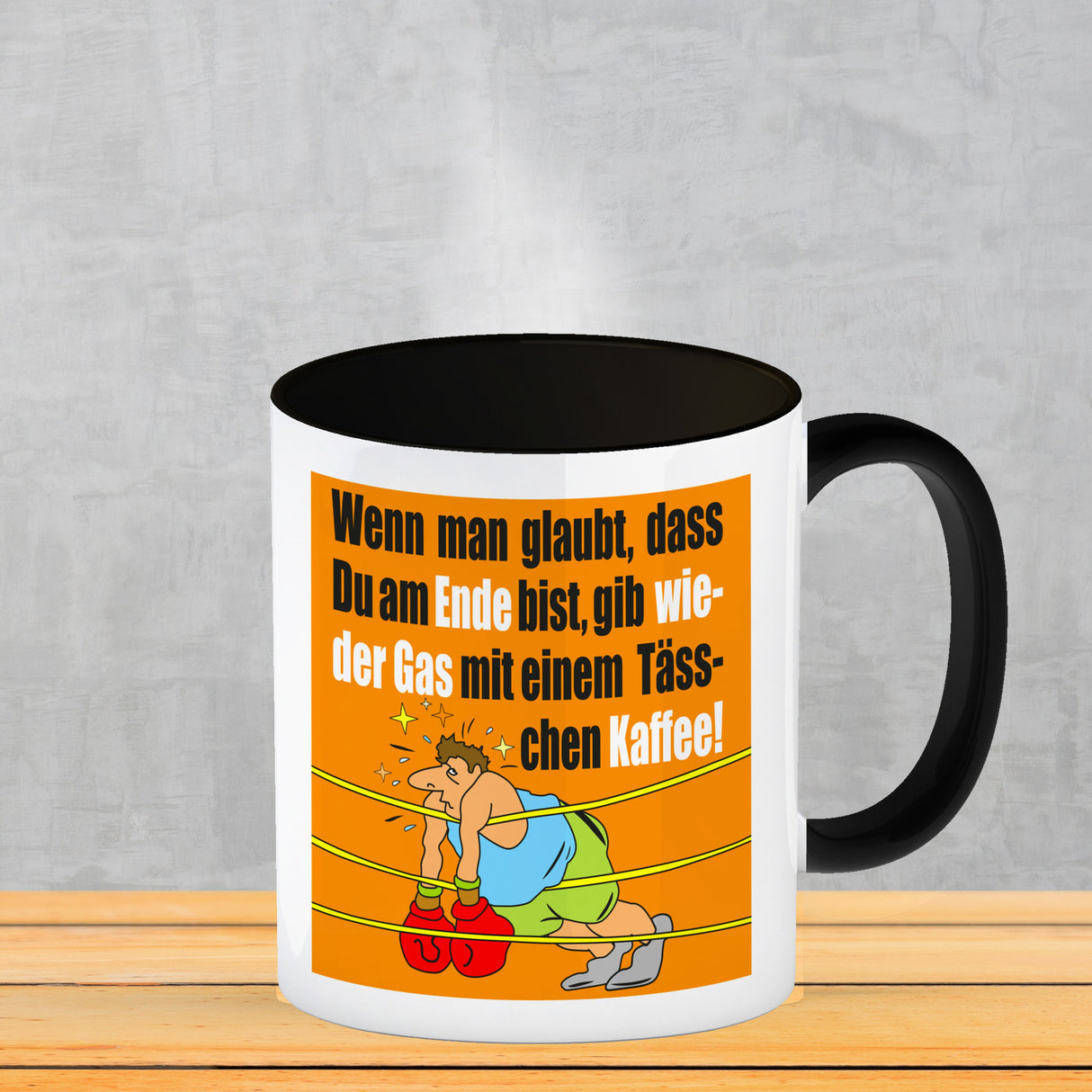 Motivation Kaffeebecher mit Boxer Motiv