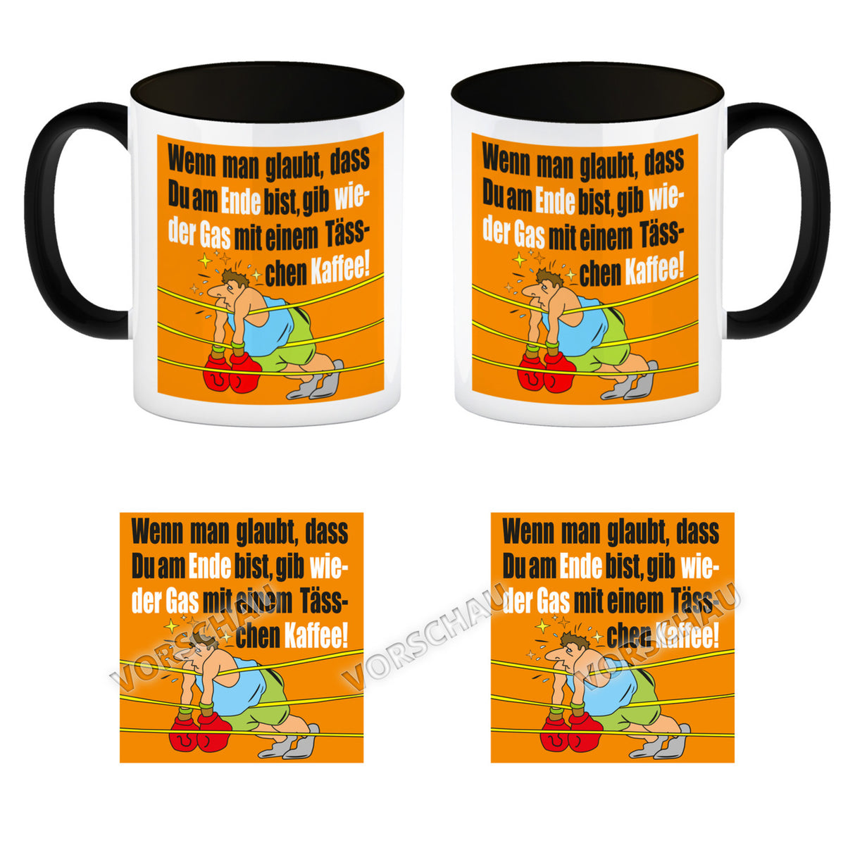 Motivation Kaffeebecher mit Boxer Motiv