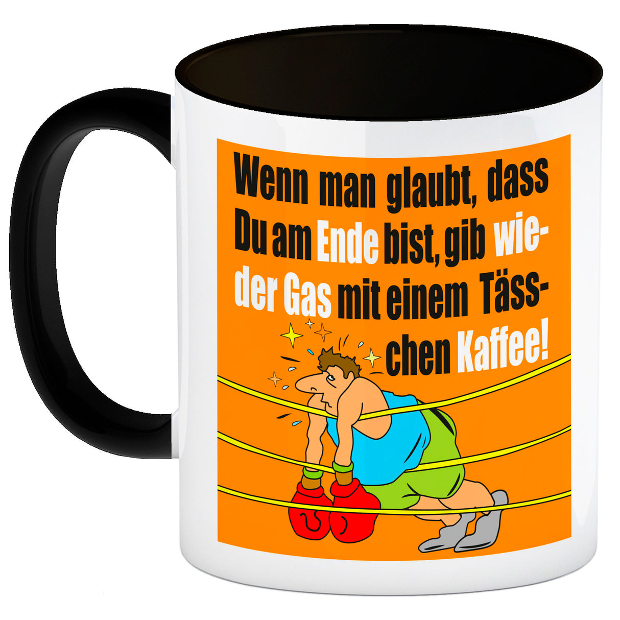 Motivation Kaffeebecher mit Boxer Motiv