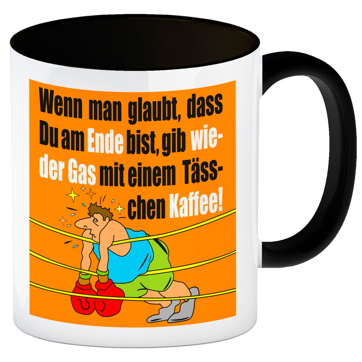 Motivation Kaffeebecher mit Boxer Motiv