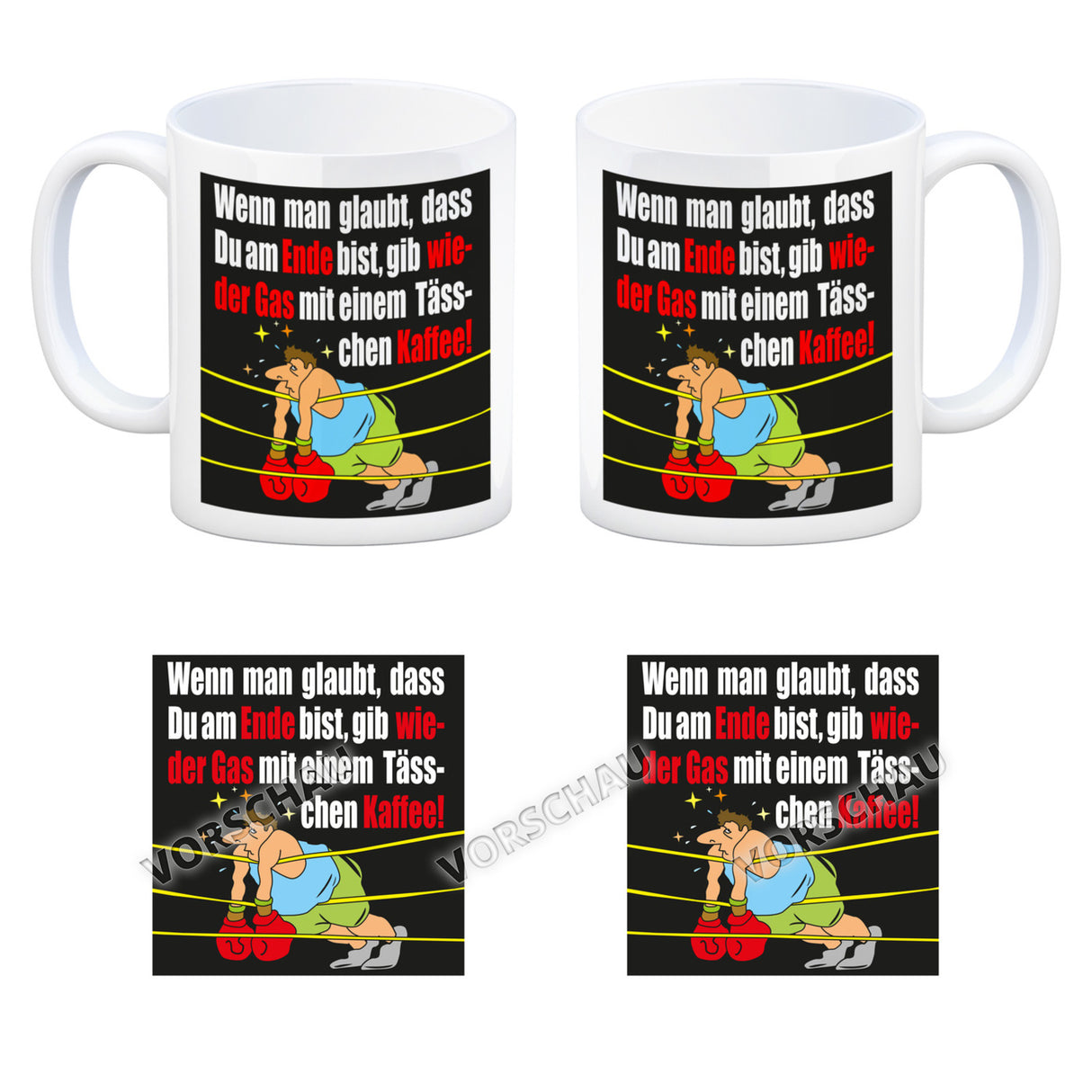 Motivation Kaffeebecher mit Boxer Motiv