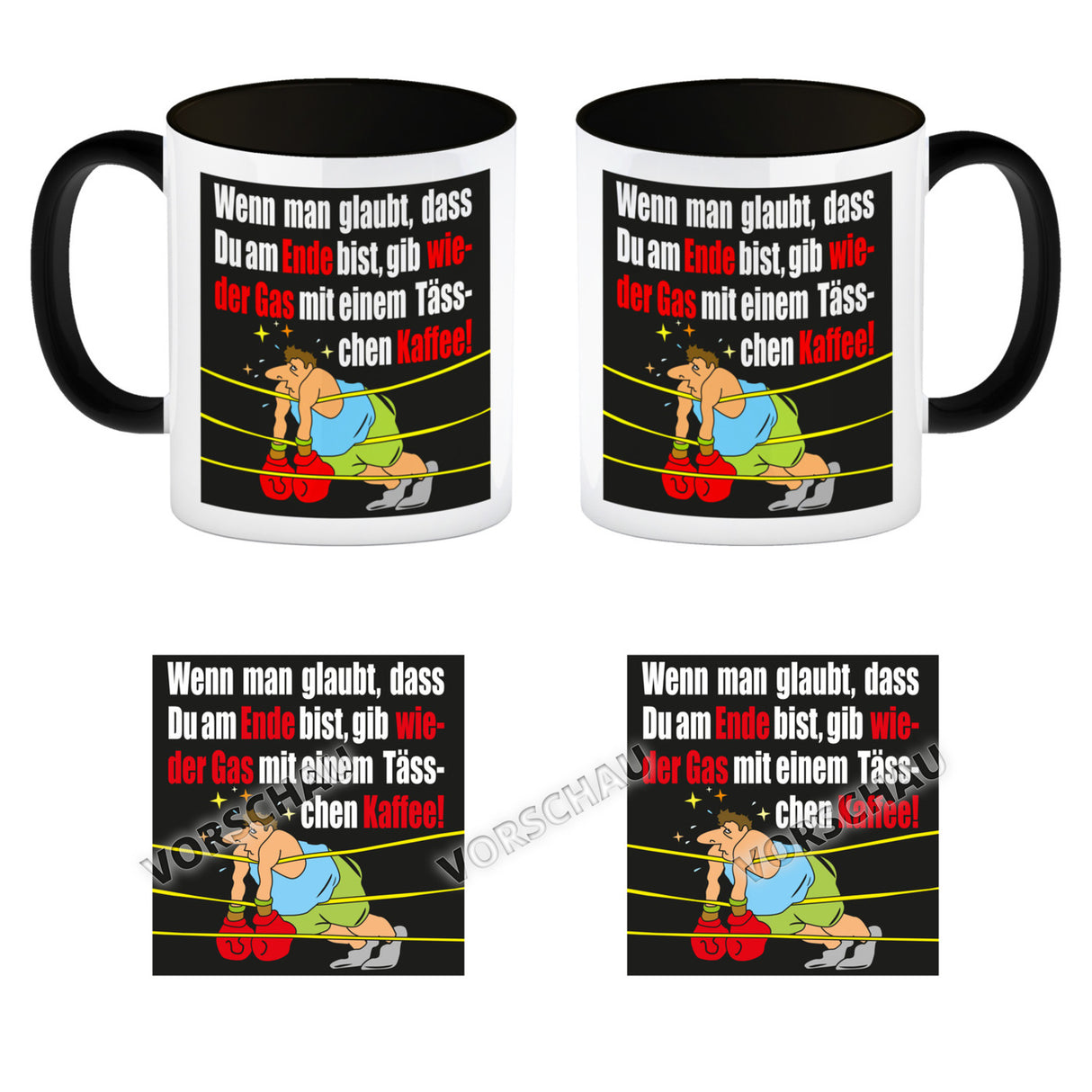 Motivation Kaffeebecher mit Boxer Motiv