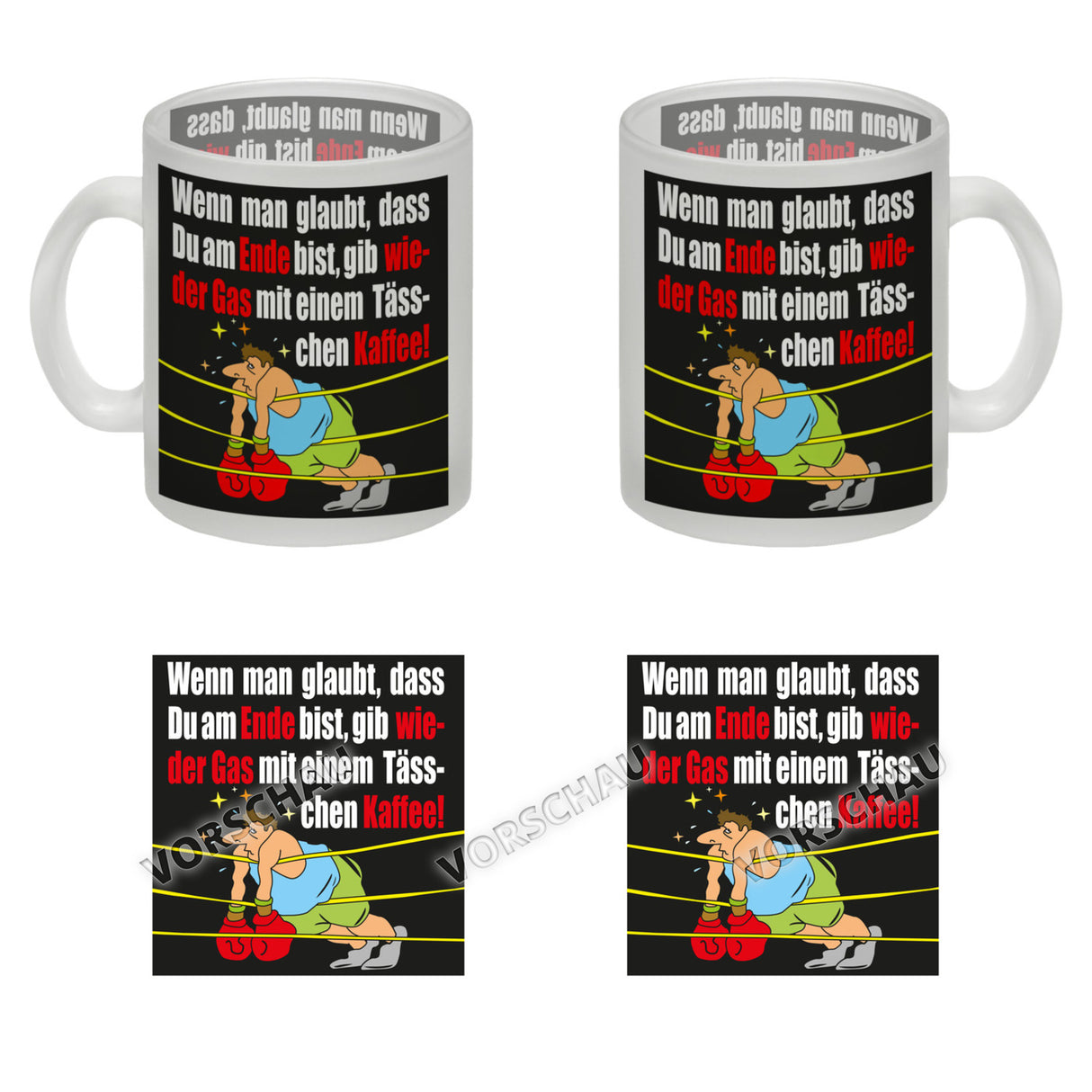 Motivation Kaffeebecher mit Boxer Motiv