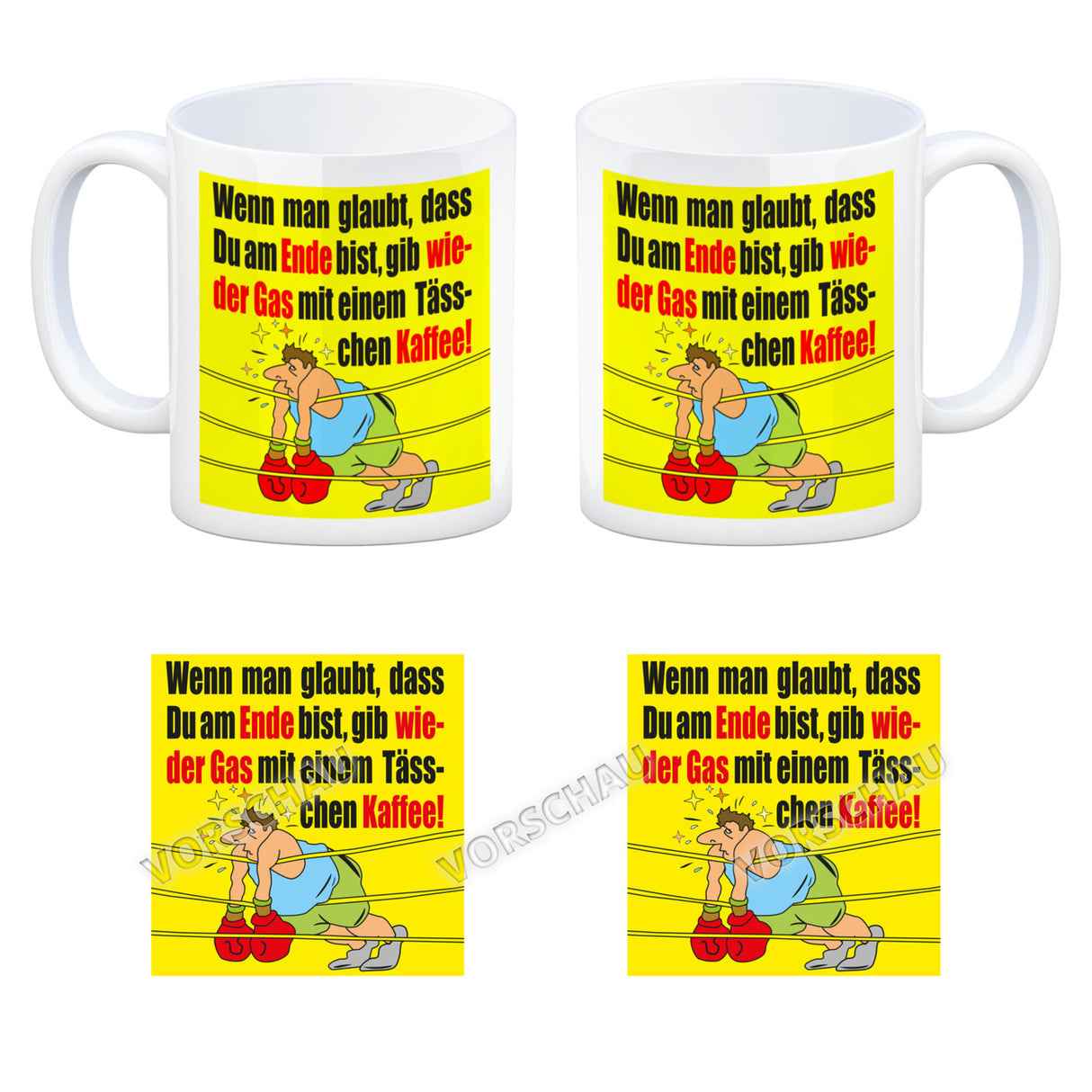 Motivation Kaffeebecher mit Boxer Motiv