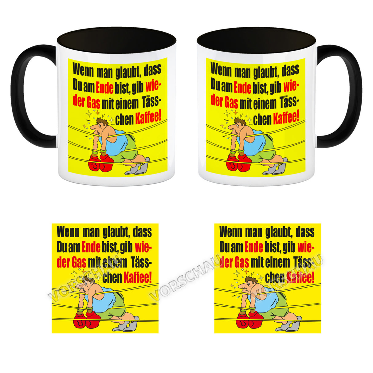 Motivation Kaffeebecher mit Boxer Motiv