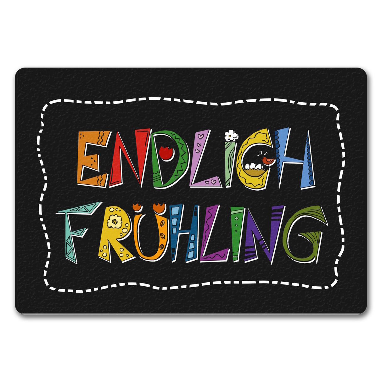 Endlich Frühling Fußmatte in bunten Farben