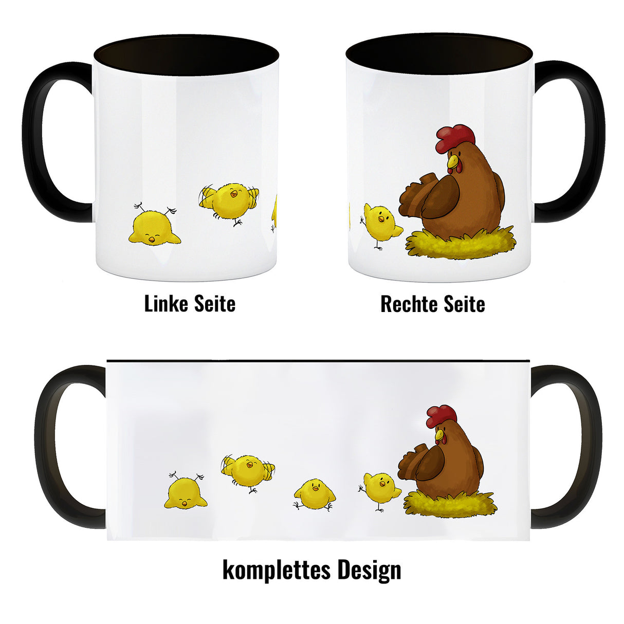 Huhn im Nest mit Küken Kaffeebecher