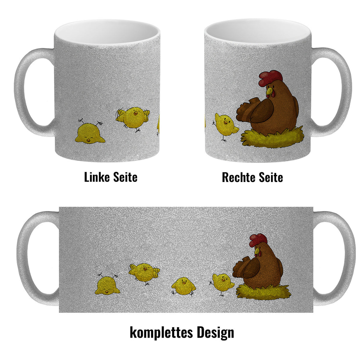 Huhn im Nest mit Küken Kaffeebecher