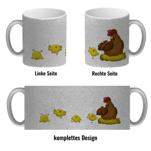 Huhn im Nest mit Küken Kaffeebecher