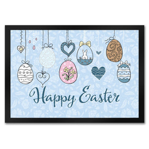 Happy Easter Ostern Fußmatte mit Ostereier-Motiv in rosa