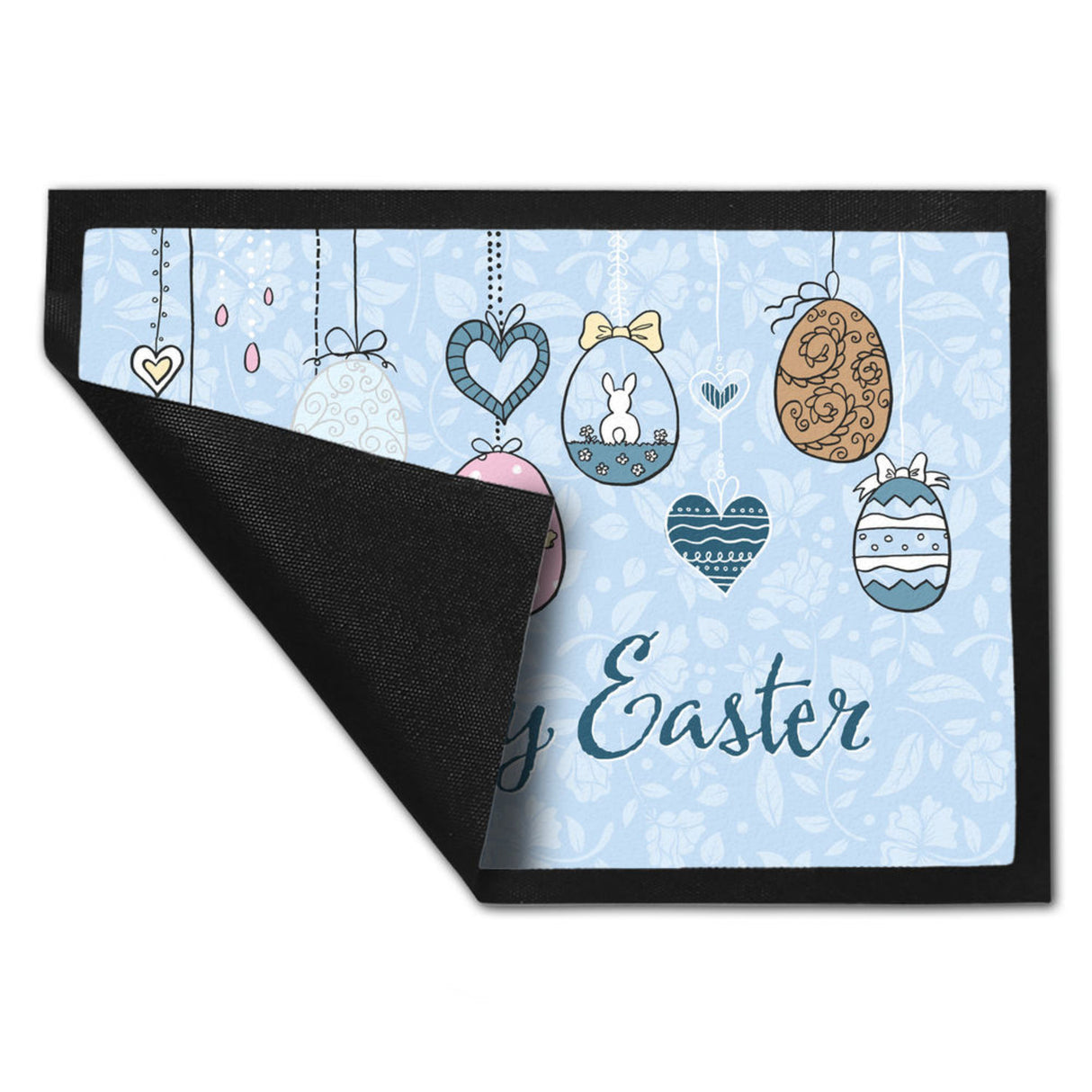 Happy Easter Ostern Fußmatte mit Ostereier-Motiv in rosa