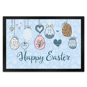 Happy Easter Ostern Fußmatte mit Ostereier-Motiv in rosa