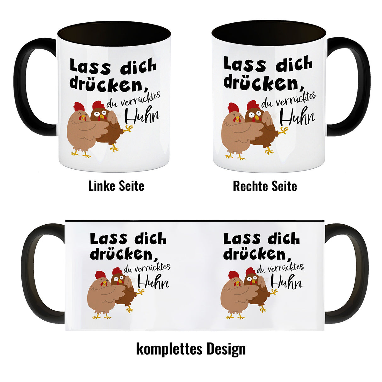Lass dich drücken, du verrücktes Huhn Kaffeebecher