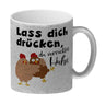 Lass dich drücken, du verrücktes Huhn Kaffeebecher