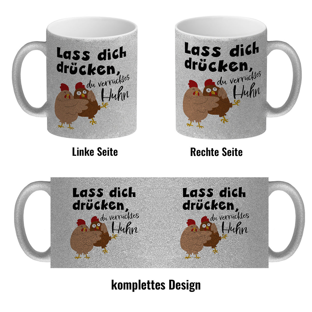 Lass dich drücken, du verrücktes Huhn Kaffeebecher