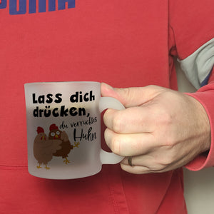 Lass dich drücken, du verrücktes Huhn Kaffeebecher