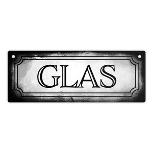 Glas Metallschild für die Mülltrennung im Used Look