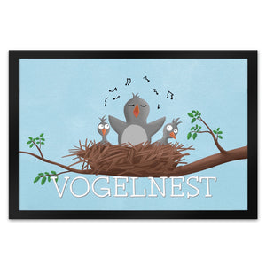 Vogelnest Fußmatte mit zwitscherndem Vogel