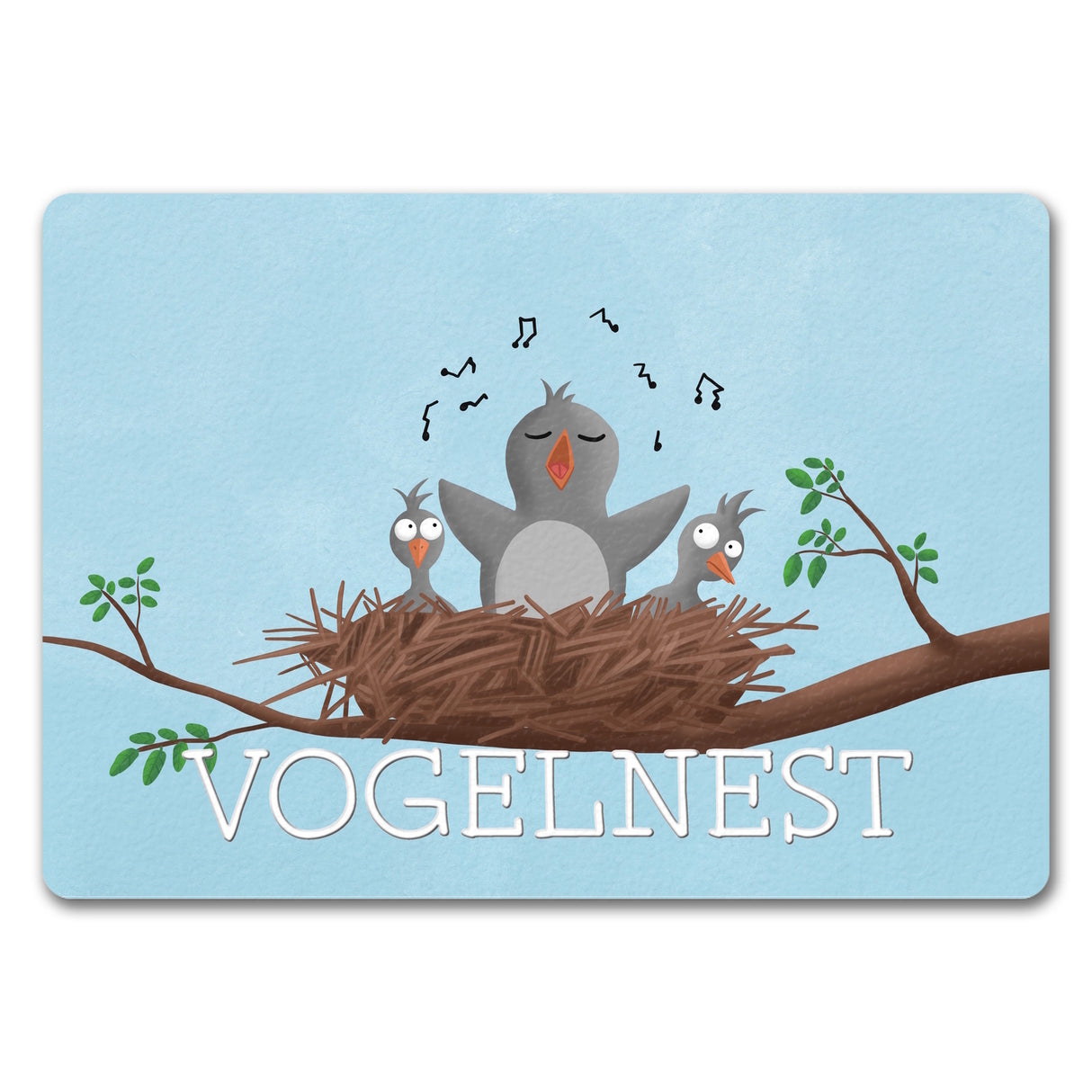 Vogelnest Fußmatte mit zwitscherndem Vogel