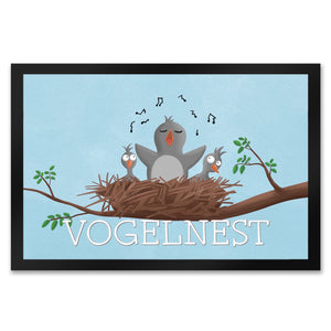 Vogelnest Fußmatte mit zwitscherndem Vogel