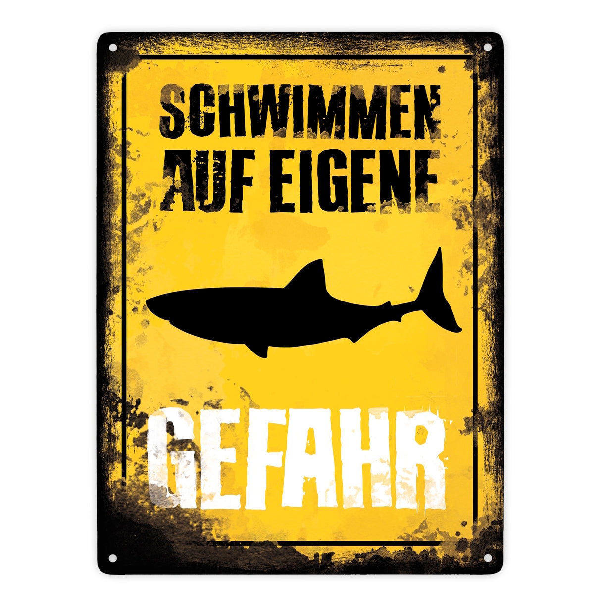 Schwimmen auf eigene Gefahr Metallschild für den Pool mit Hai