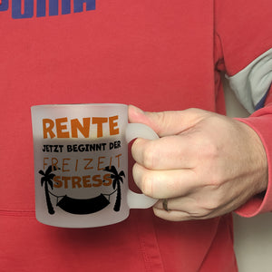 Rente - jetzt beginnt der Freizeitstress Kaffeebecher