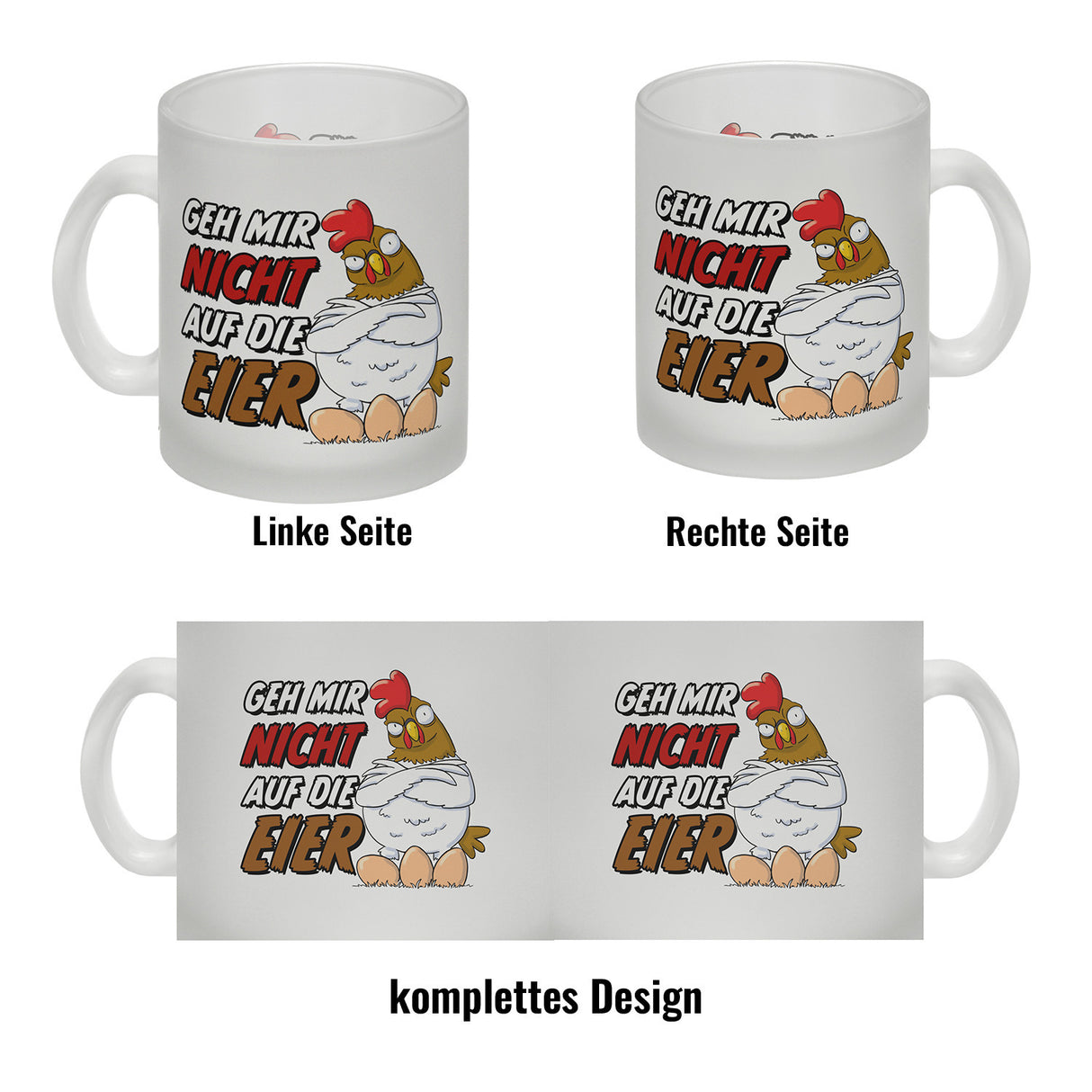 Geh mir nicht auf die Eier Kaffeebecher mit genervtem Huhn