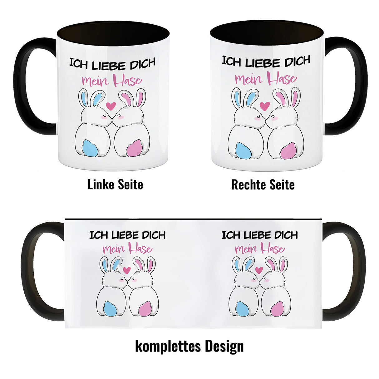 Ich liebe dich mein Hase Kaffeebecher mit küssendem Hasenpaar