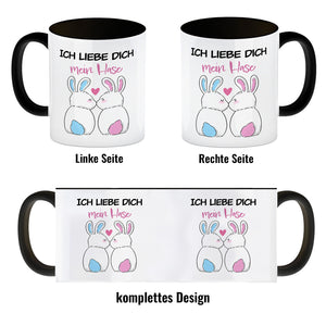 Ich liebe dich mein Hase Kaffeebecher mit küssendem Hasenpaar